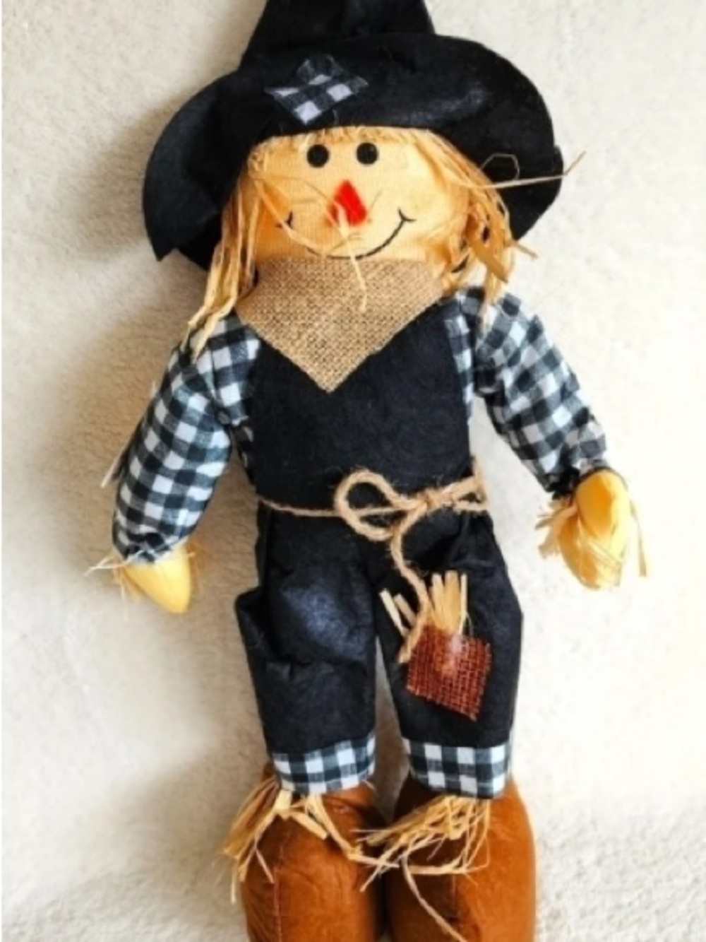 Black Plaid Harvest Scarecrow Doll - Holiday Home Decor